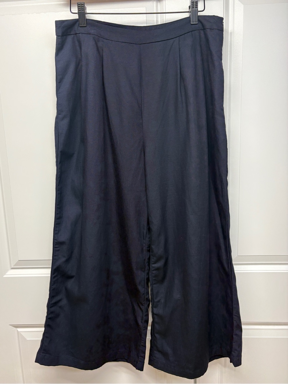 J.O.A. Satin Wide-Leg Pants in Navy